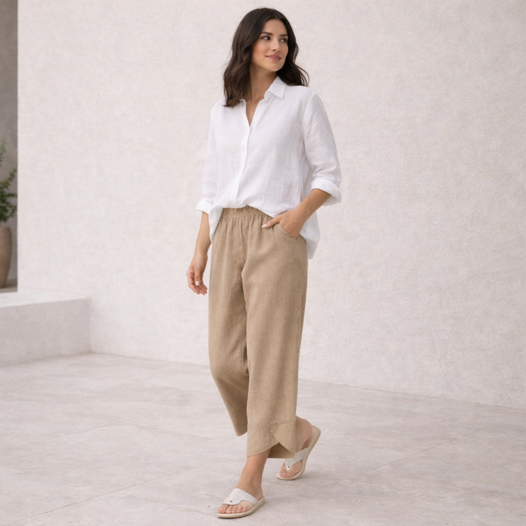Pantalones de Lino - Pantalones Cortos Ligeros de Verano para Mujer