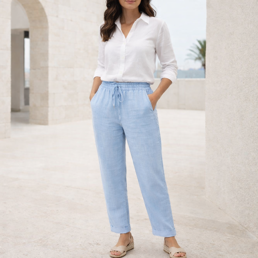 Pantalones de lino - Mujer recto verano ligero