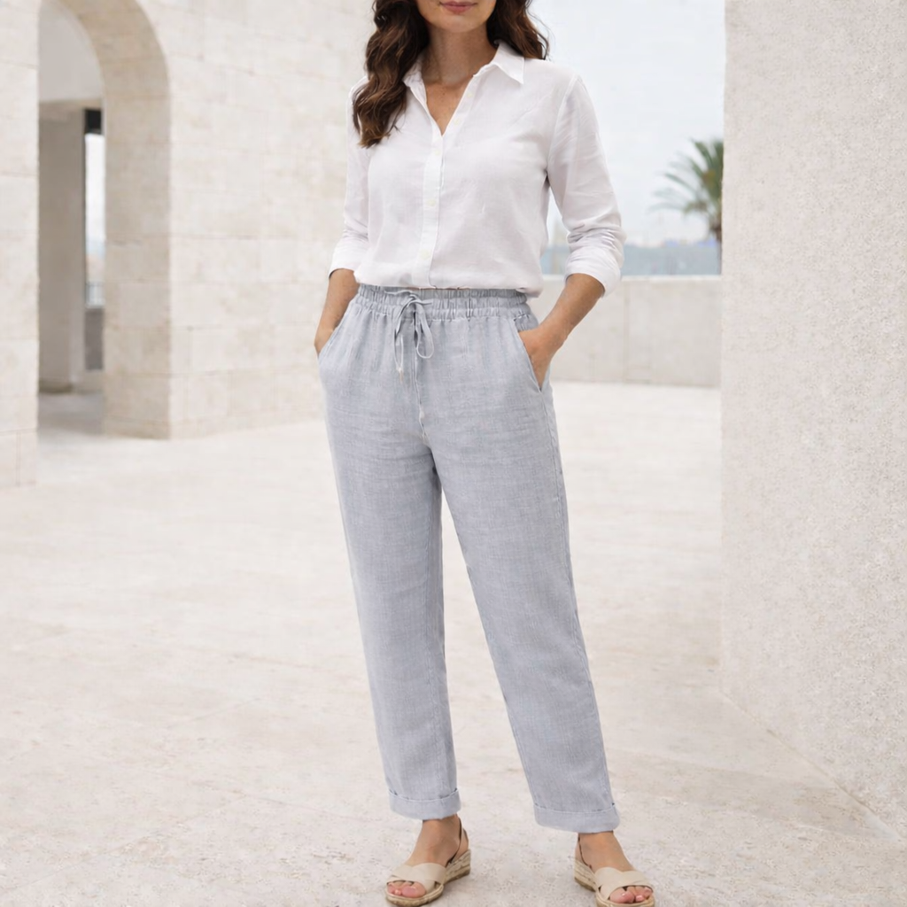 Pantalones de lino - Mujer recto verano ligero