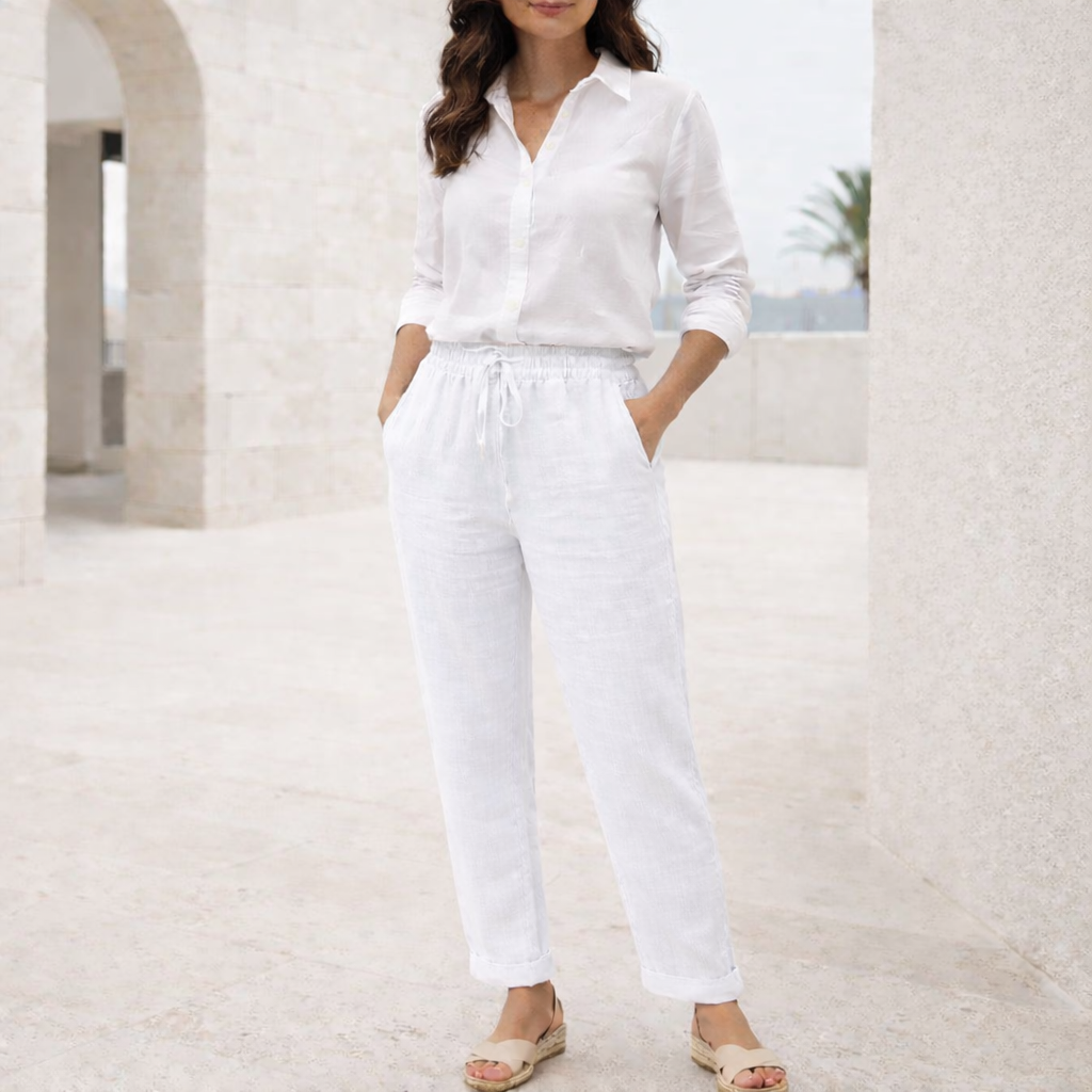 Pantalones de lino - Mujer recto verano ligero