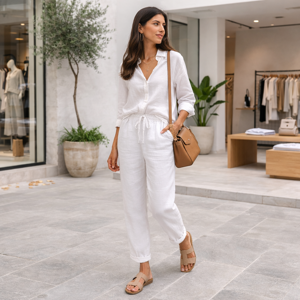 Pantalones de lino - Mujer verano casual chic