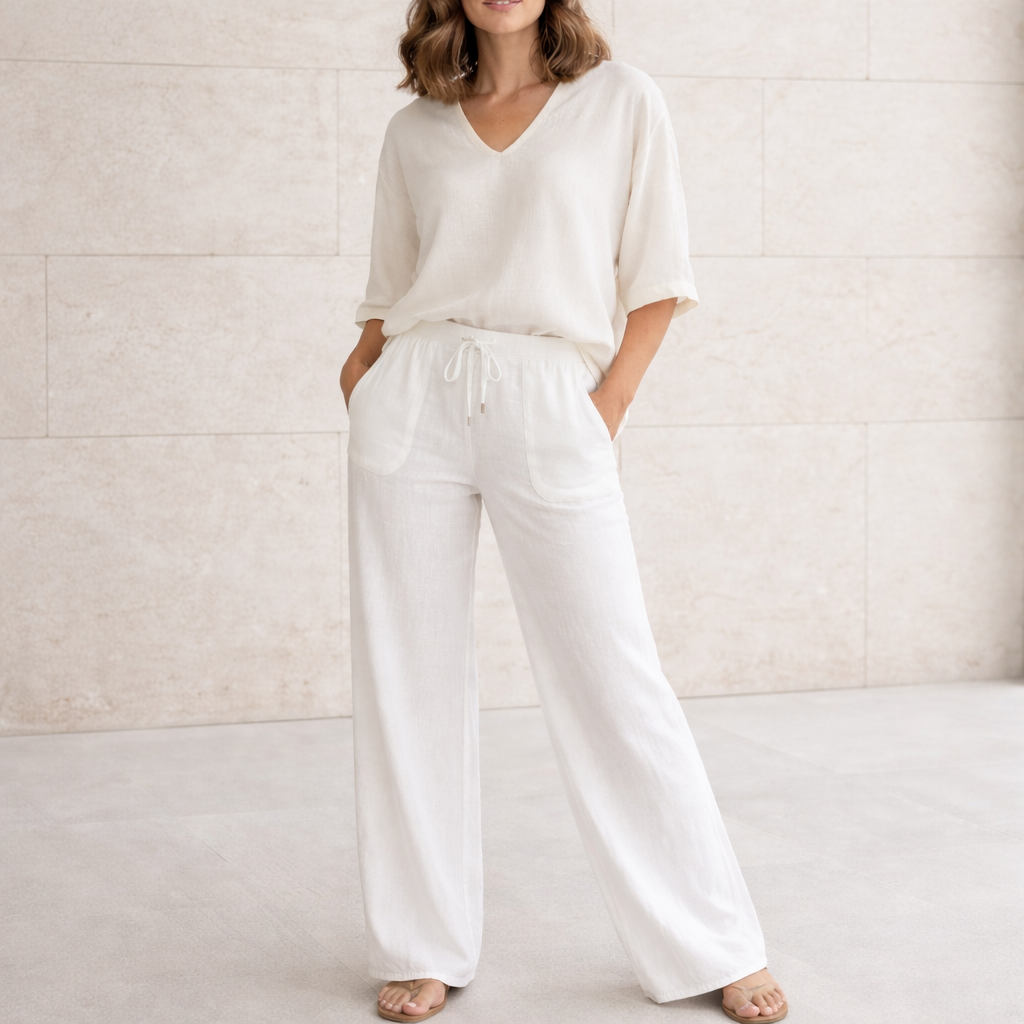 Pantalones de lino - Mujer Palazzo Elegantes Verano