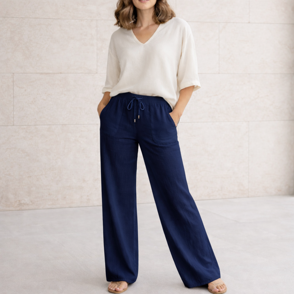 Pantalones de lino - Mujer Palazzo Elegantes Verano