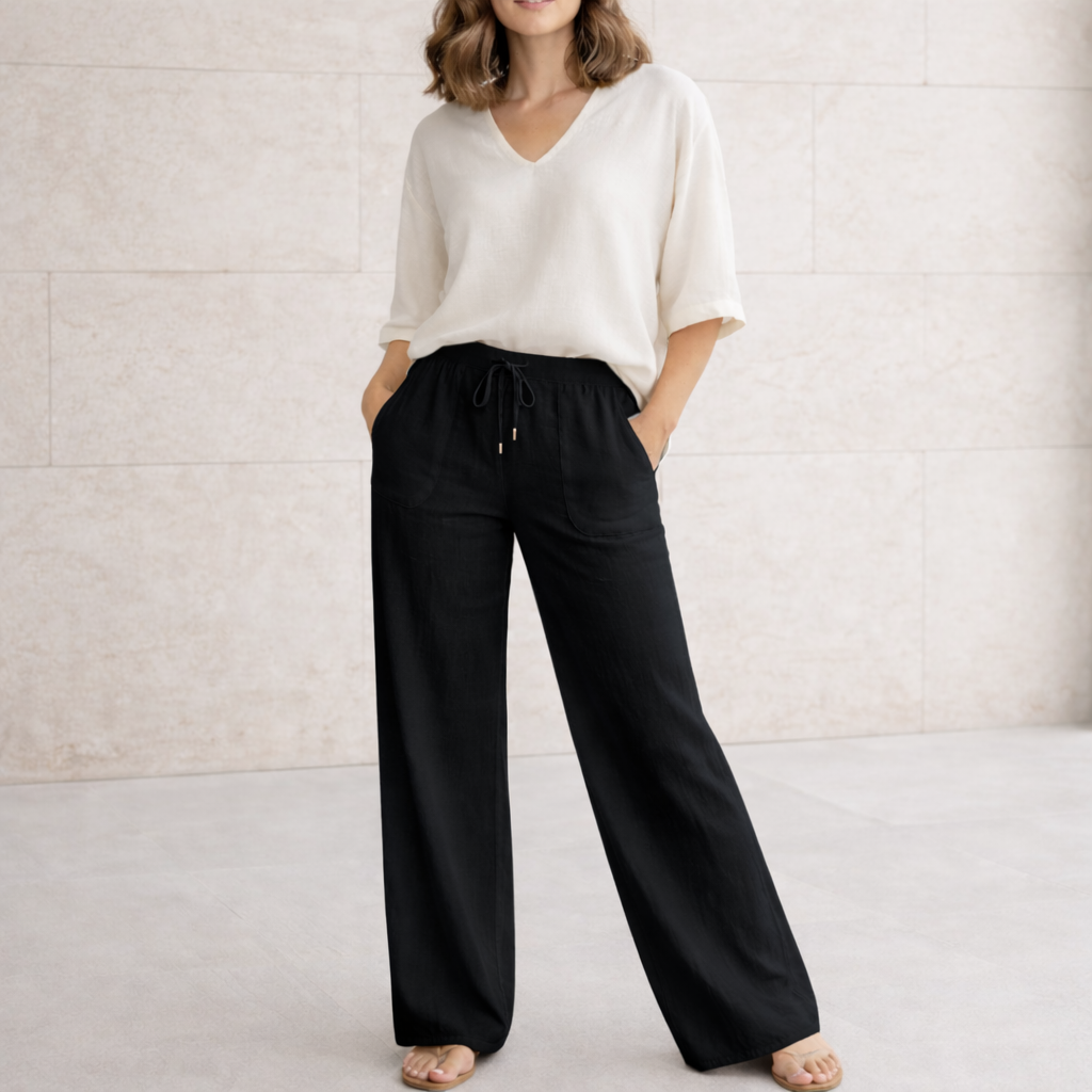 Pantalones de lino - Mujer Palazzo Elegantes Verano