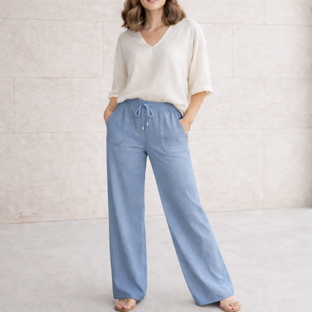 Pantalones de lino - Mujer Palazzo Elegantes Verano