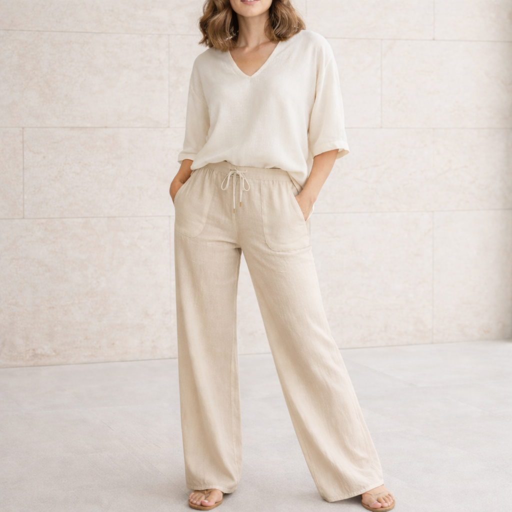 Pantalones de lino - Mujer Palazzo Elegantes Verano