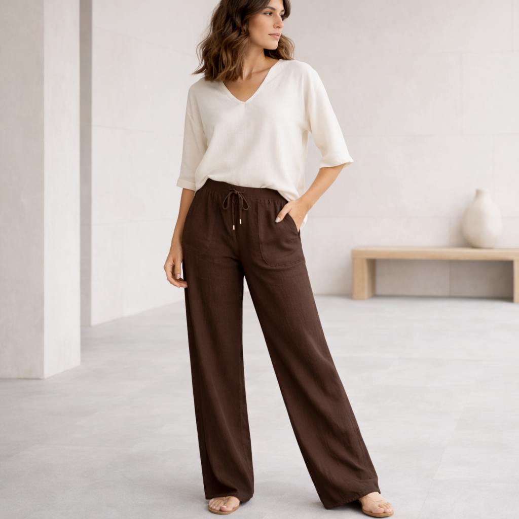 Pantalones de lino - Mujer Palazzo Elegantes Verano