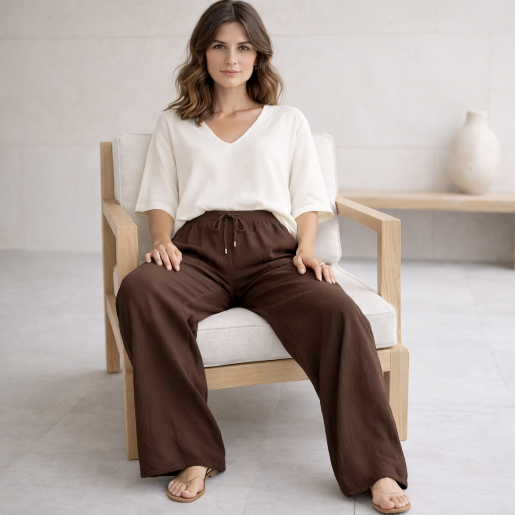 Pantalones de lino - Mujer Palazzo Elegantes Verano