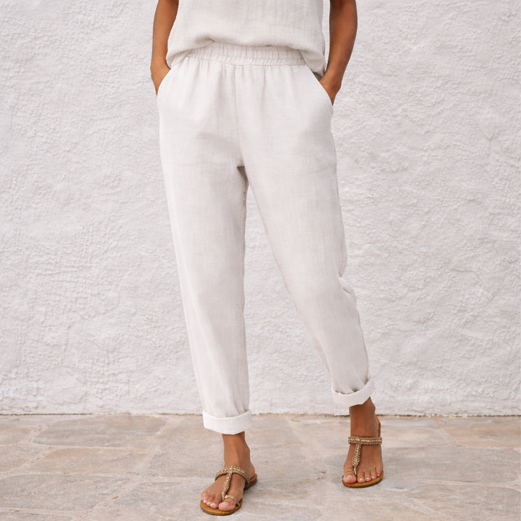Lyndsay - Pantalones de lino - Mujer Corte Relax Verano