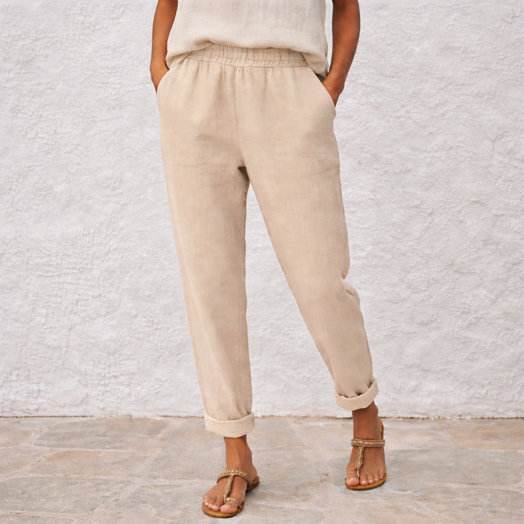 Lyndsay - Pantalones de lino - Mujer Corte Relax Verano