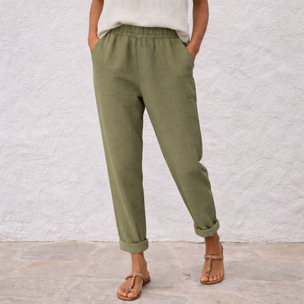 Lyndsay - Pantalones de lino - Mujer Corte Relax Verano