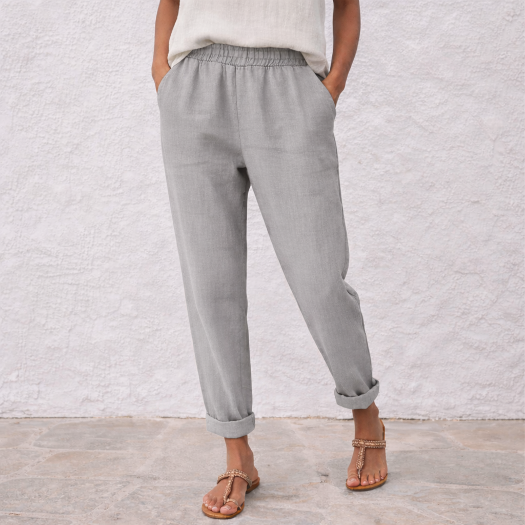 Lyndsay - Pantalones de lino - Mujer Corte Relax Verano