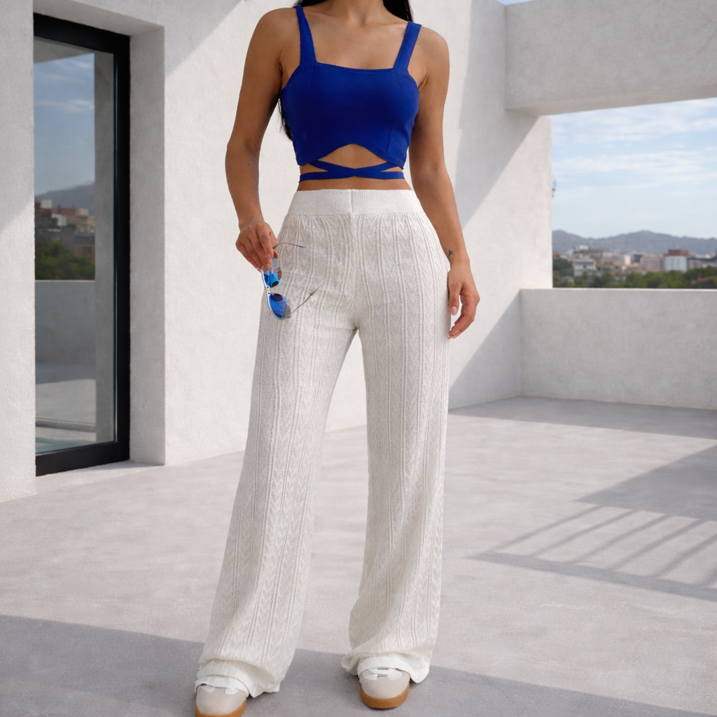 Pantalones de lino - Mujer Rectos Blancos Verano Elegante
