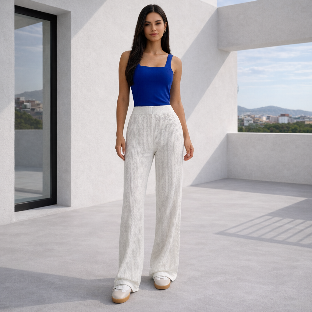 Pantalones de lino - Mujer Rectos Blancos Verano Elegante
