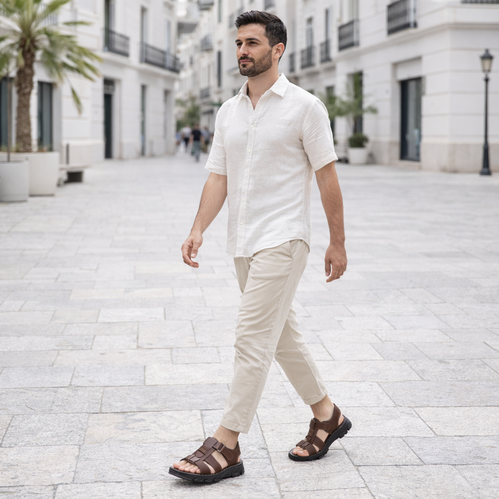Thijs - Sandalias ortopédicas de cuero para hombre con soporte para el arco