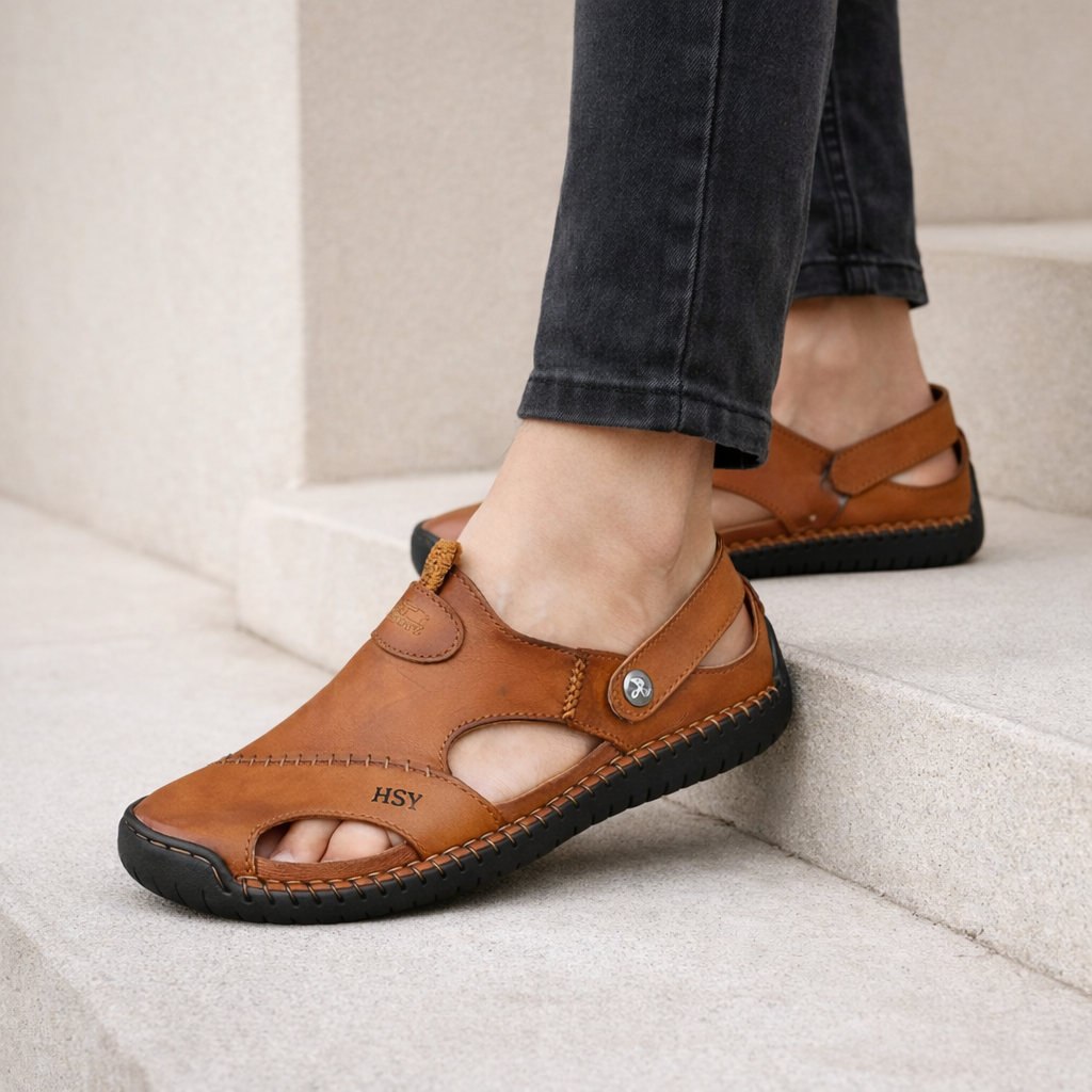 Sandalias de piel transpirables para hombre - Estilo casual de verano