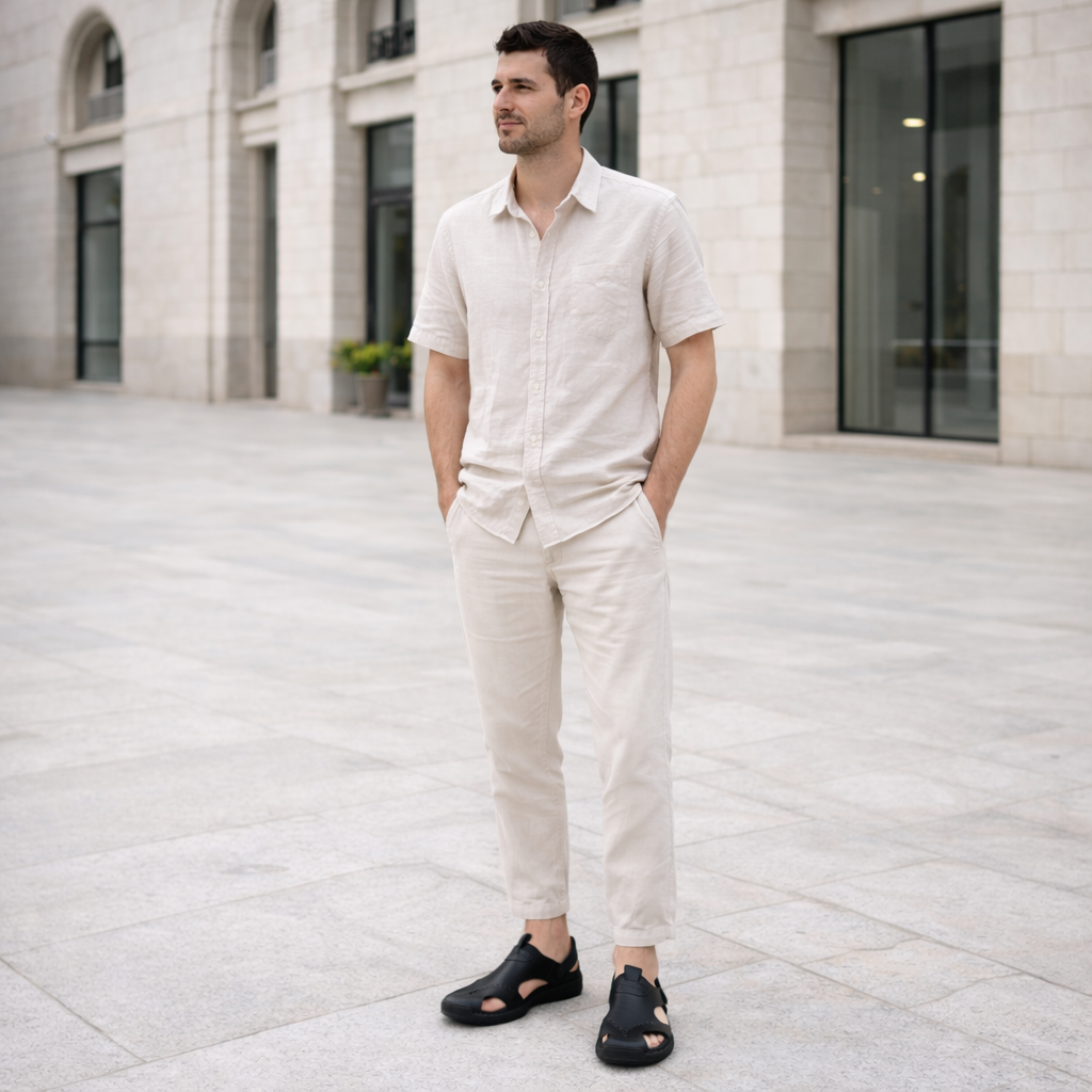 Sandalias de piel transpirables para hombre - Estilo casual de verano