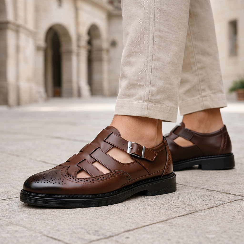 Sandalias elegantes para hombre - Piel transpirable para el verano