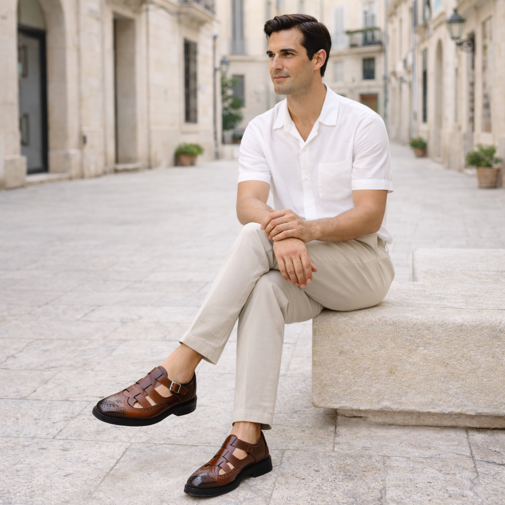 Sandalias elegantes para hombre - Piel transpirable para el verano