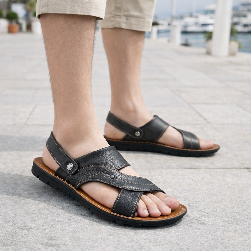 Sandalias de Hombre - Cómodas Sandalias de Cuero Antideslizantes para el Verano
