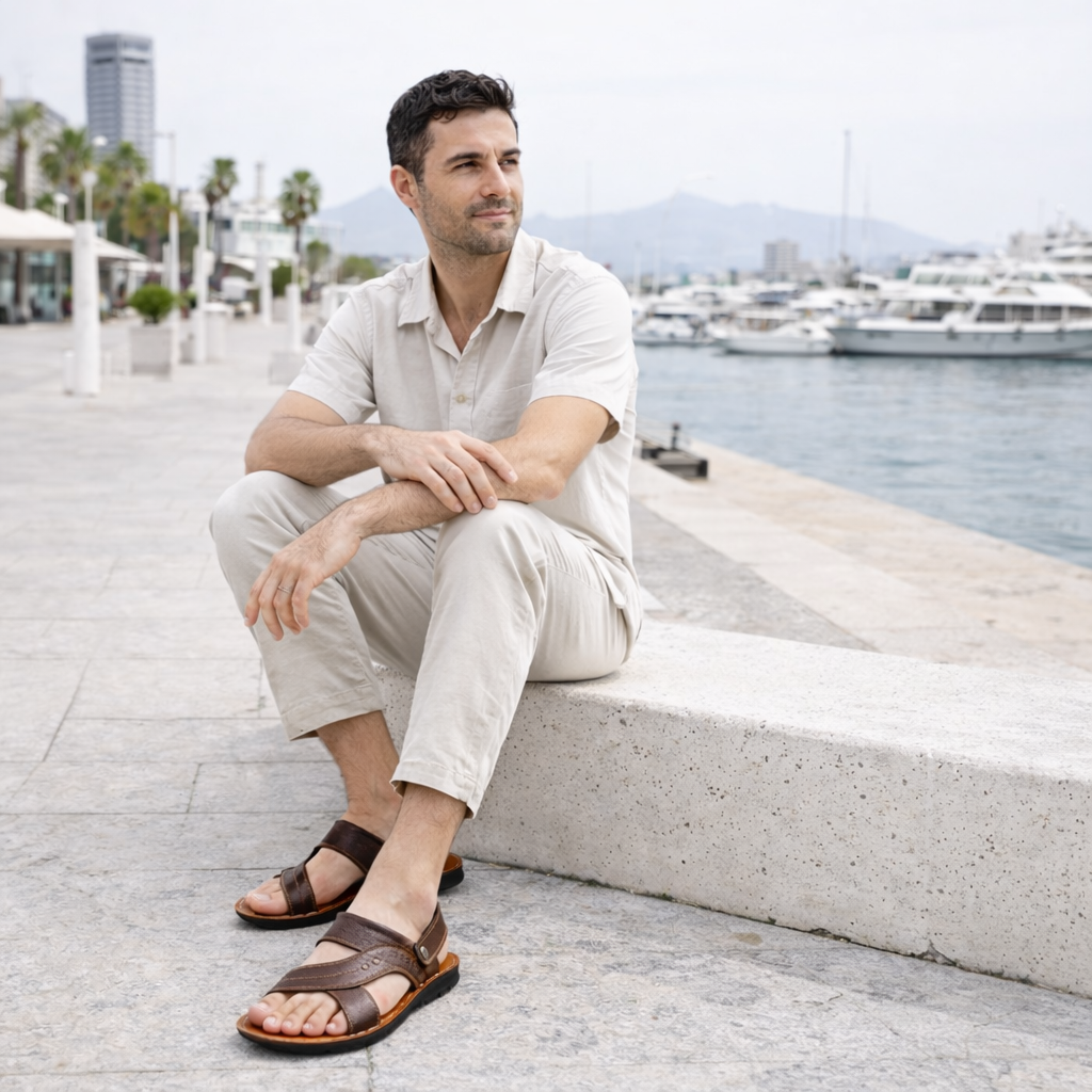 Sandalias de Hombre - Cómodas Sandalias de Cuero Antideslizantes para el Verano