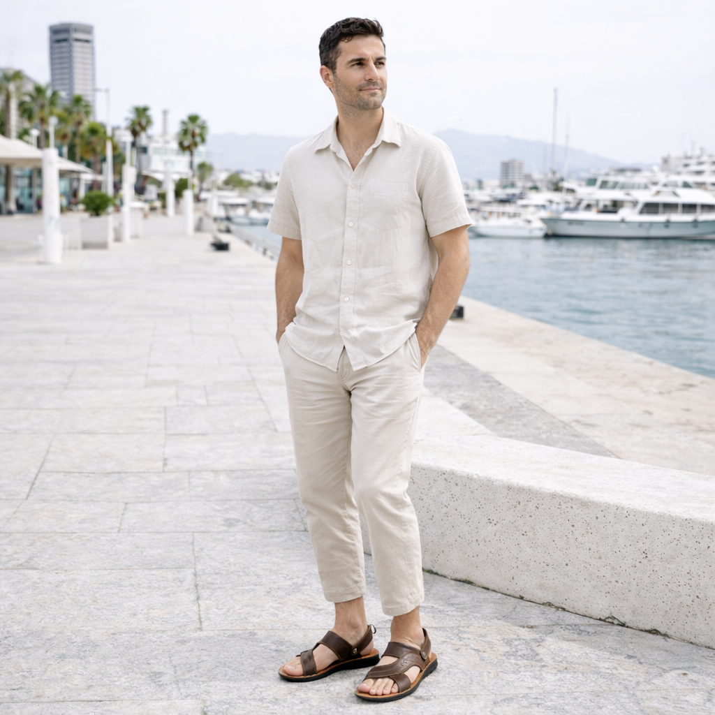 Sandalias de Hombre - Cómodas Sandalias de Cuero Antideslizantes para el Verano
