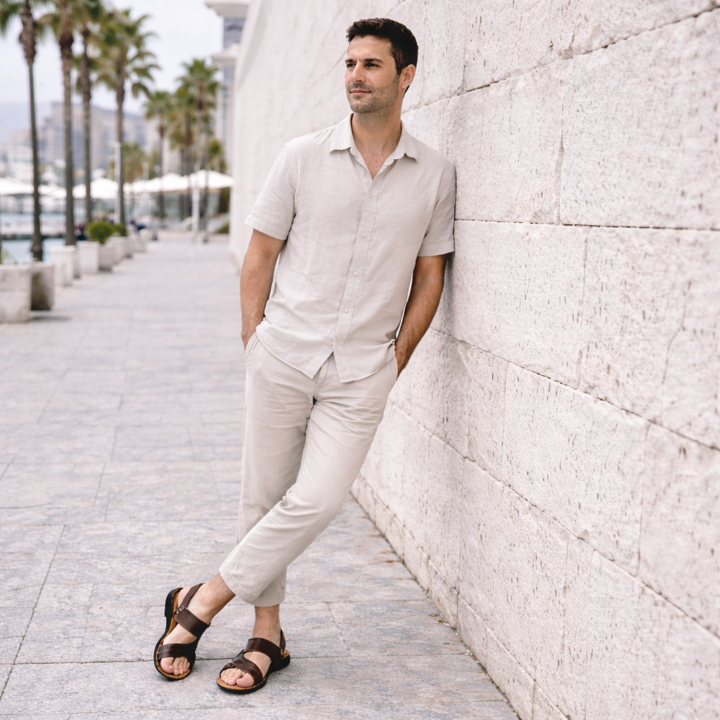 Sandalias de Hombre - Cómodas Sandalias de Cuero Antideslizantes para el Verano