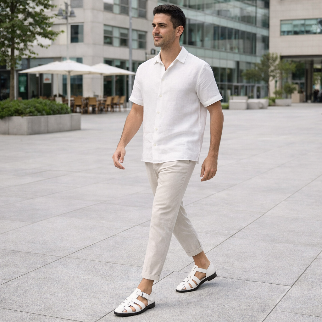Alfie - Sandalias de Cuero Hombre Slip-On Verano - Transpirables