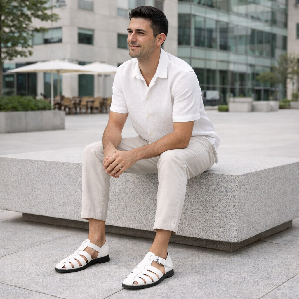 Alfie - Sandalias de Cuero Hombre Slip-On Verano - Transpirables