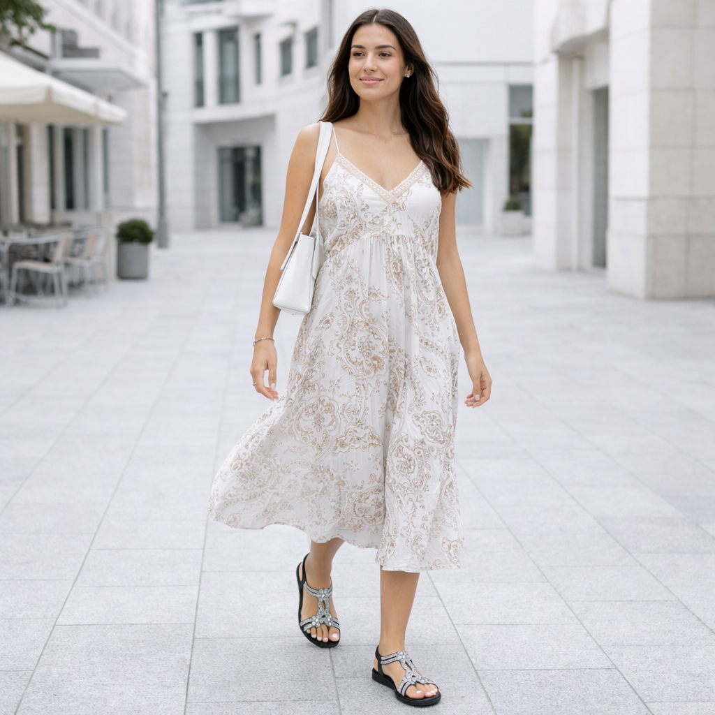 Sandalias Ortopédicas Boho para Mujer - Elegantes Pedrería