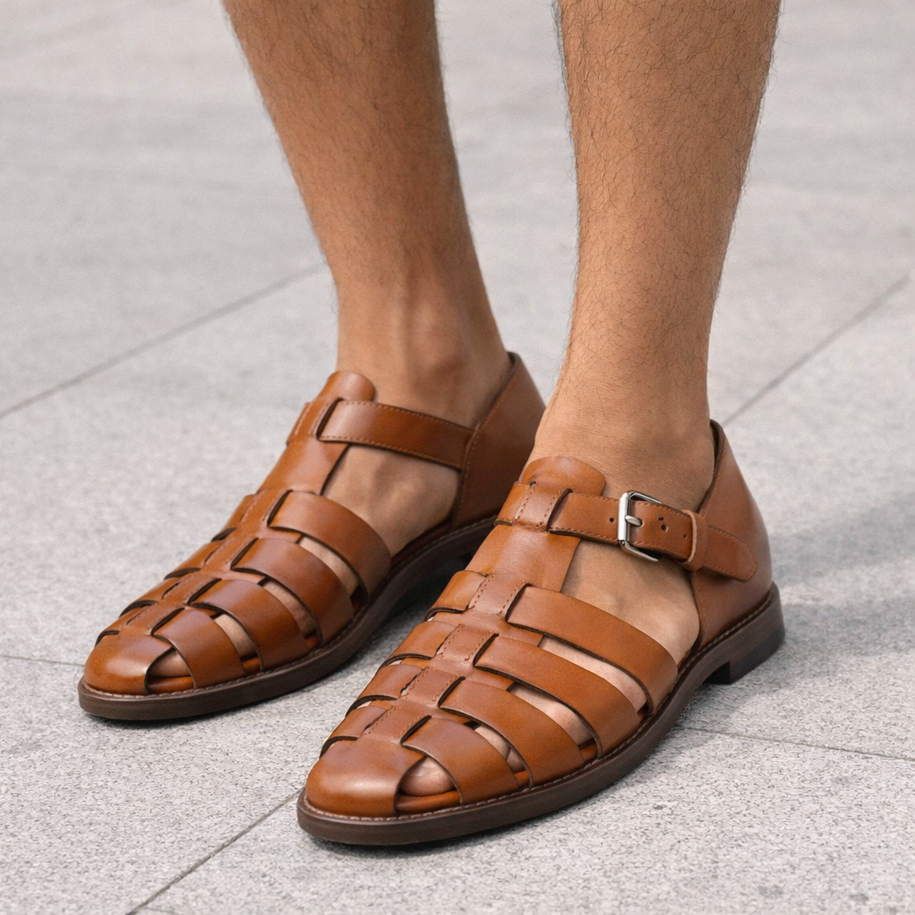 Alfie - Sandalias de Cuero Hombre Slip-On Verano - Transpirables