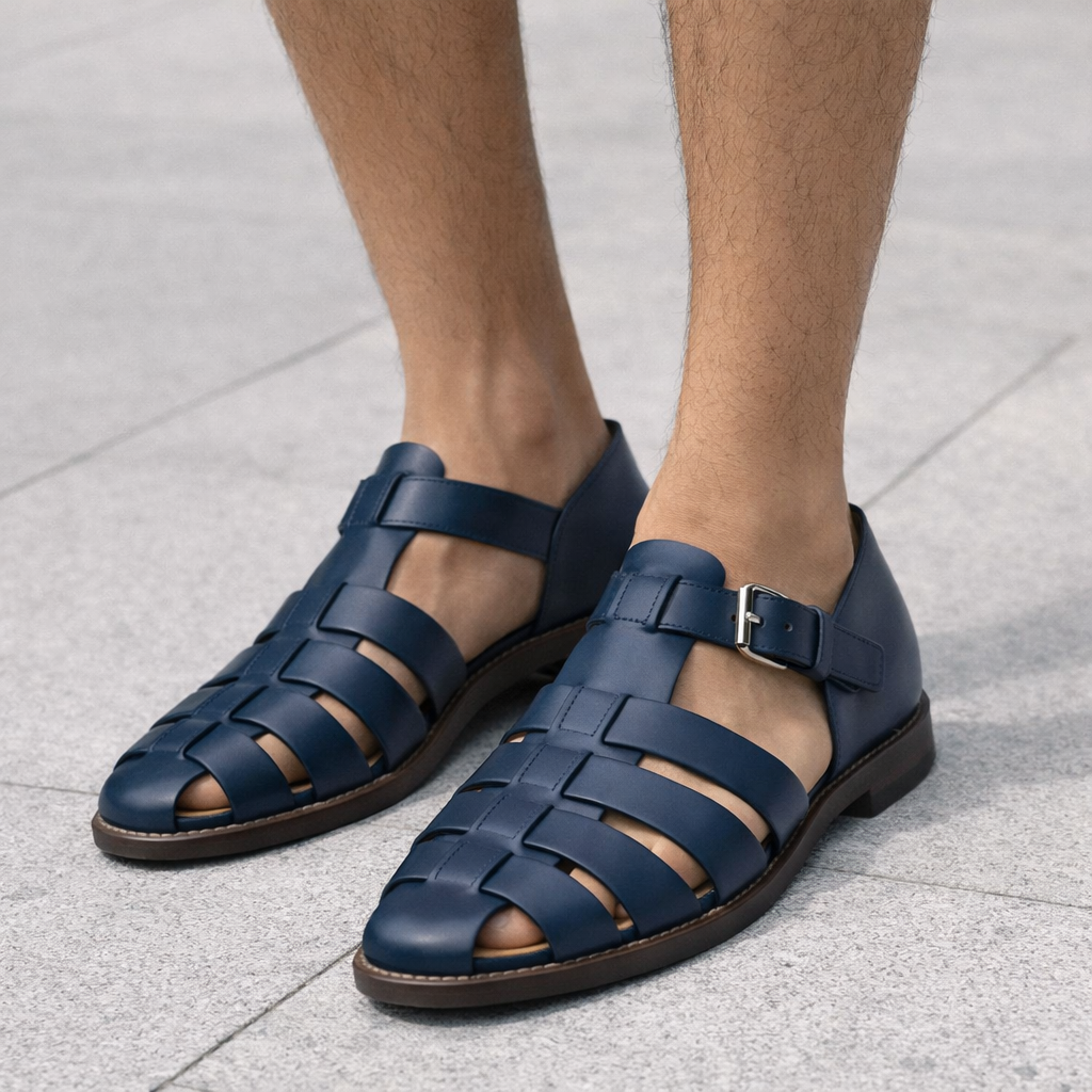 Alfie - Sandalias de Cuero Hombre Slip-On Verano - Transpirables