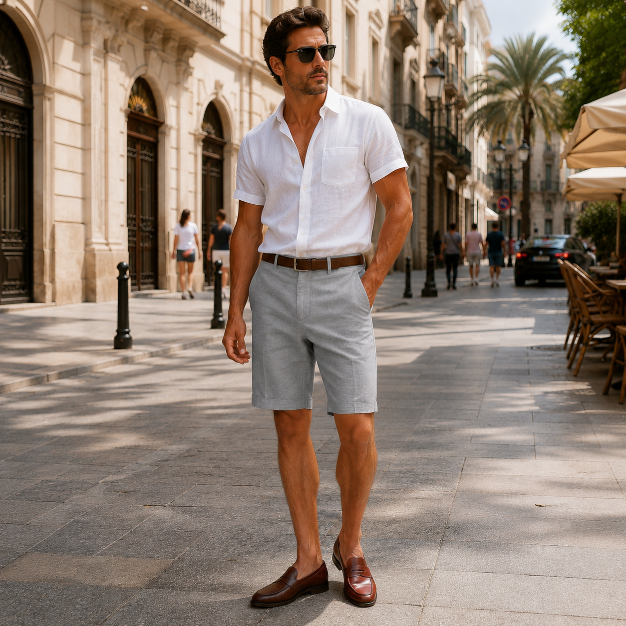 Tuur Pantalones Cortos de Lino para Hombre - Ligeros - Casuales