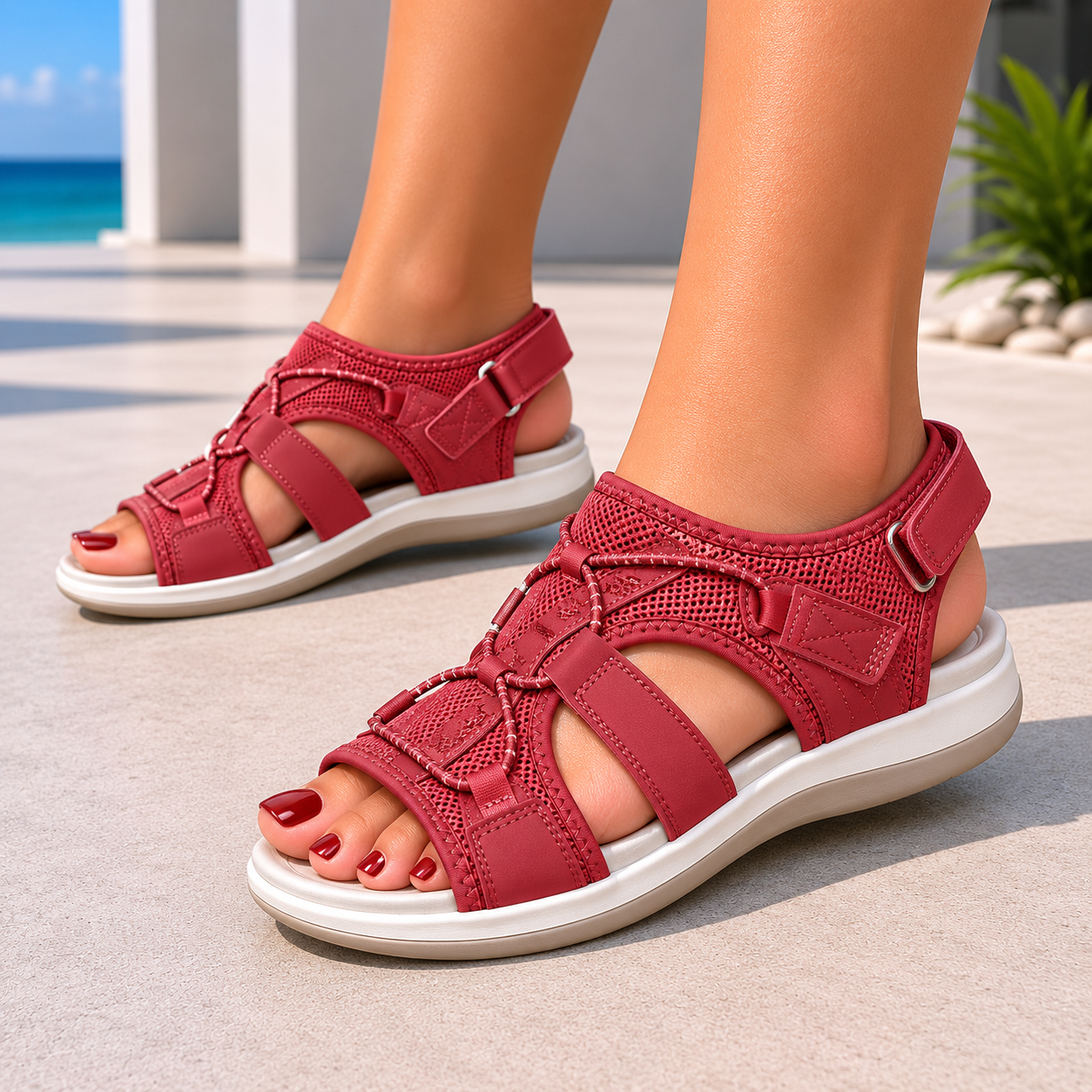 Sandalias Ortopédicas Mujer Velcro Ajustable Verano