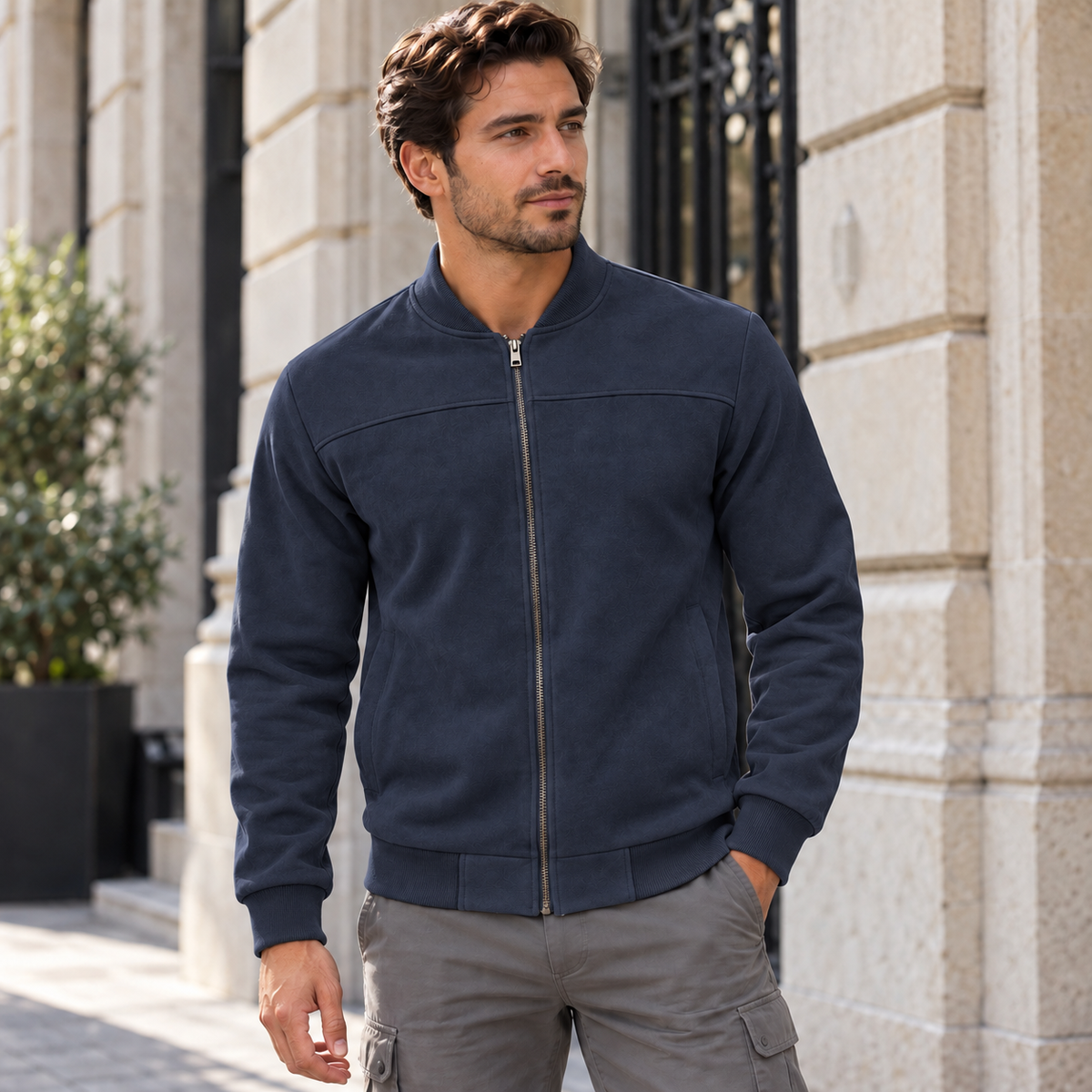 Chaqueta Bomber Hombre Ligera con Cremallera | Casual Inteligente