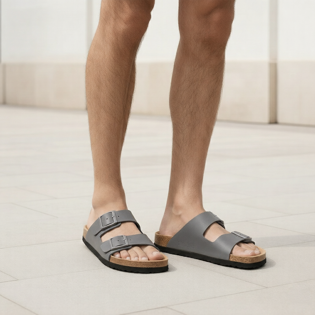 Solaro - Sandalias de Cuero Hombre Verano Ajustables Cómodas