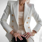 Blazer mujer hombros estructurados botones solapa clásica