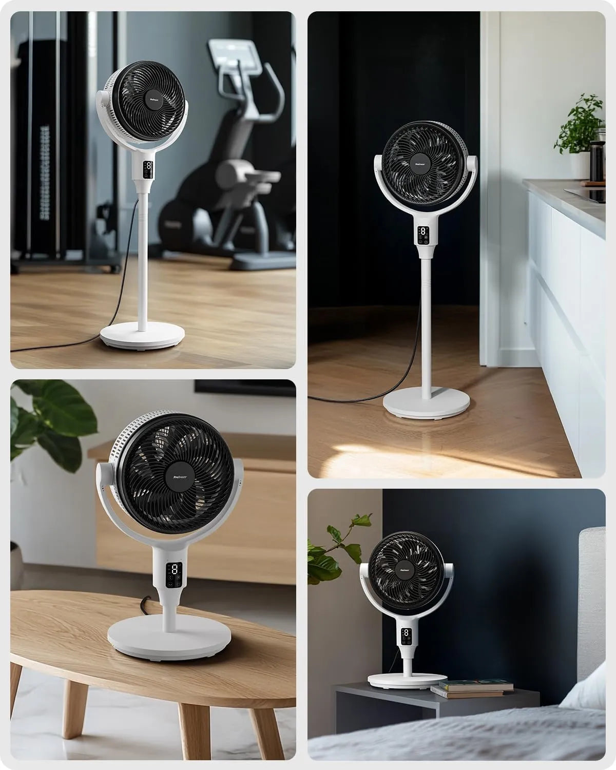Ventilador de pie y mesa altura regulable con oscilación doble y mando a distancia
