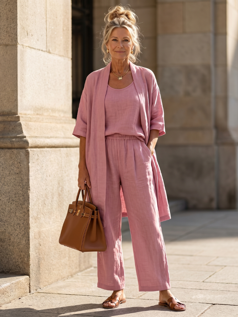 Conjunto de Lino Mujer | Tres Piezas, Amplio y Fluido