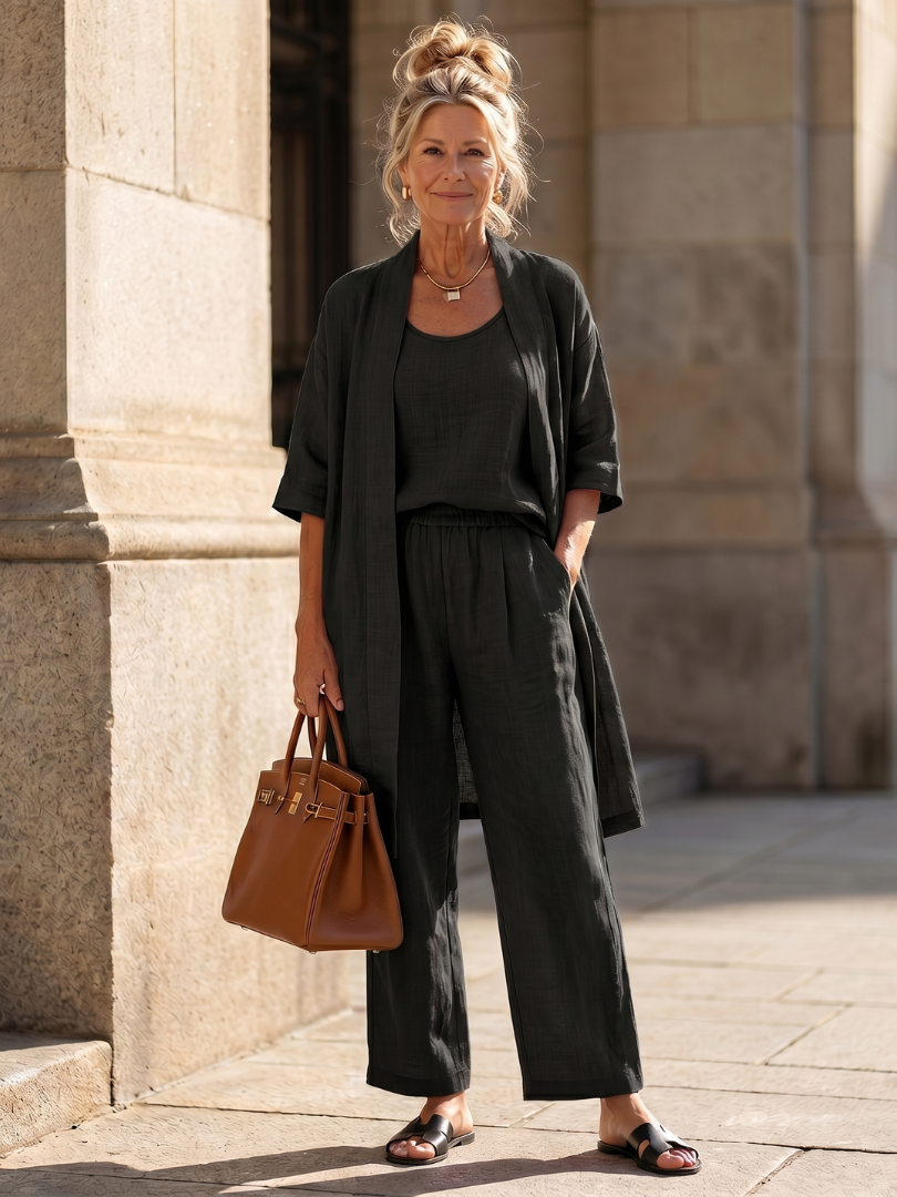 Conjunto de Lino Mujer | Tres Piezas, Amplio y Fluido