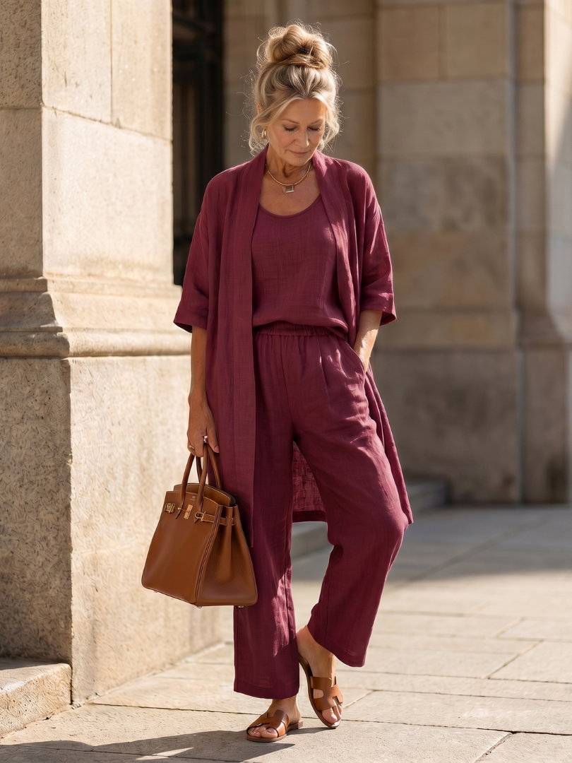 Conjunto de Lino Mujer | Tres Piezas, Amplio y Fluido