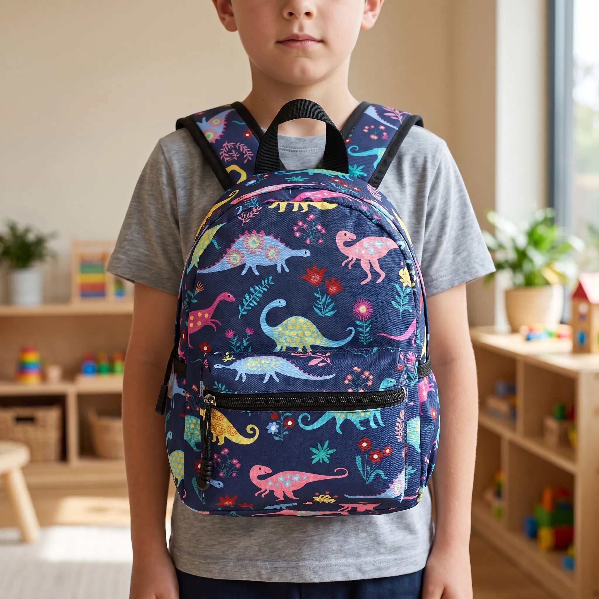 Mochila Escolar Infantil | Azul con Estampado | Compacta