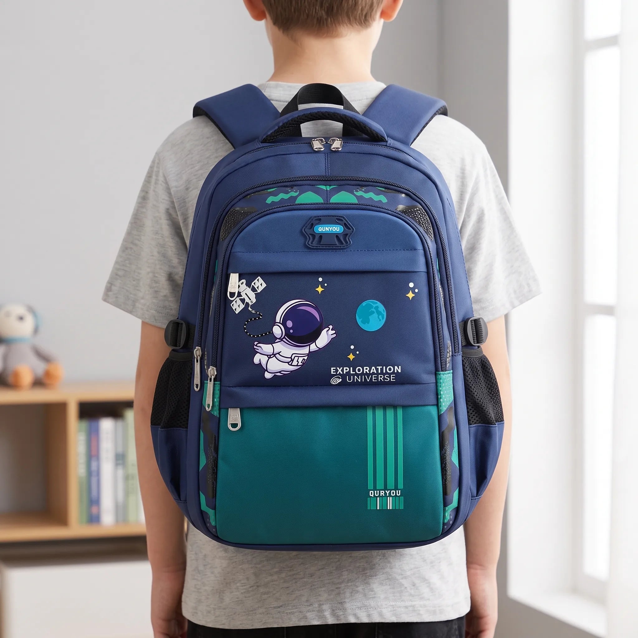 Mochila Escolar Infantil | Múltiples Compartimentos | Diseño Astronauta