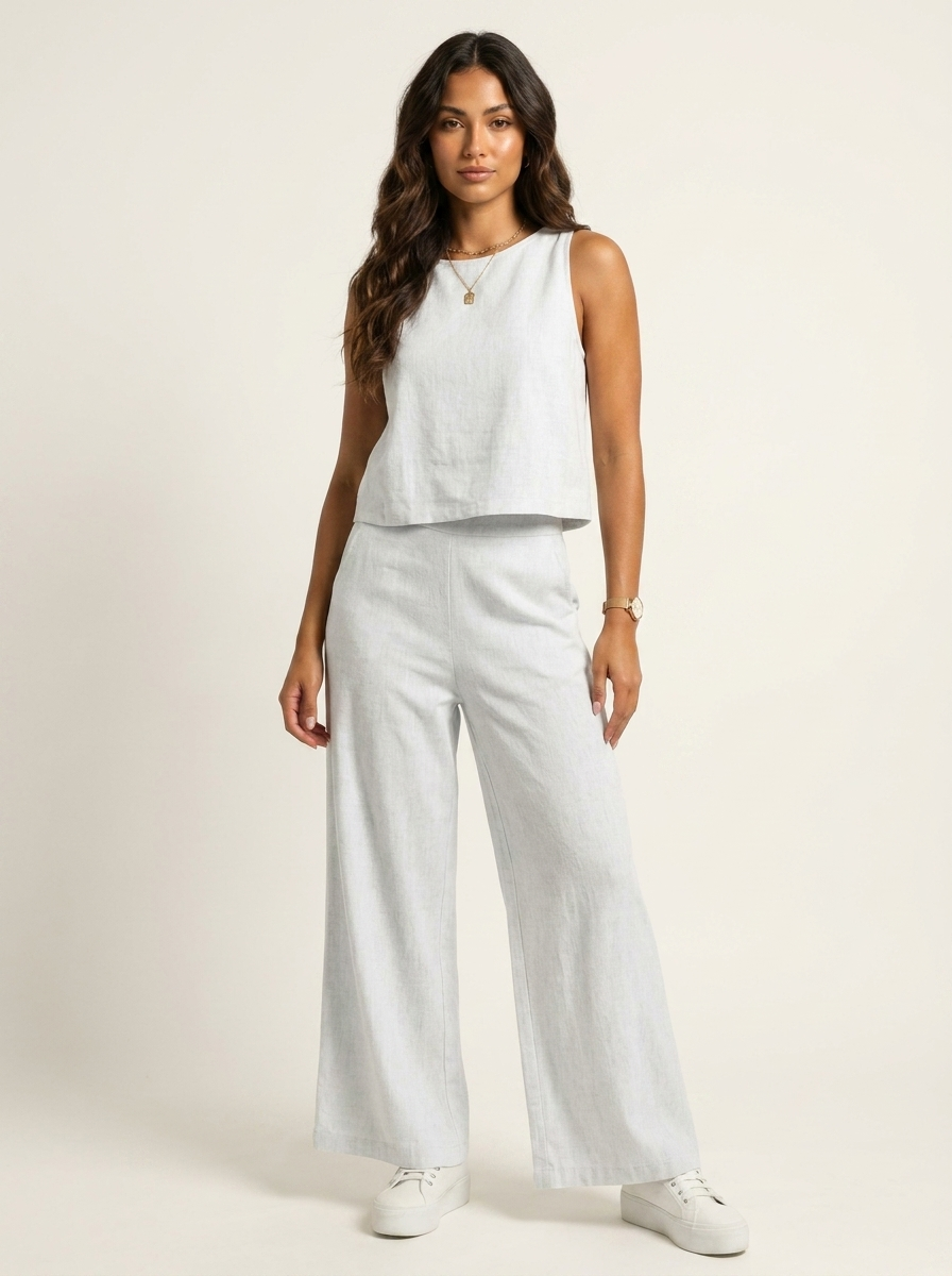 Conjunto de Dos Piezas con Pantalón Ancho | Transpirable, Elegante