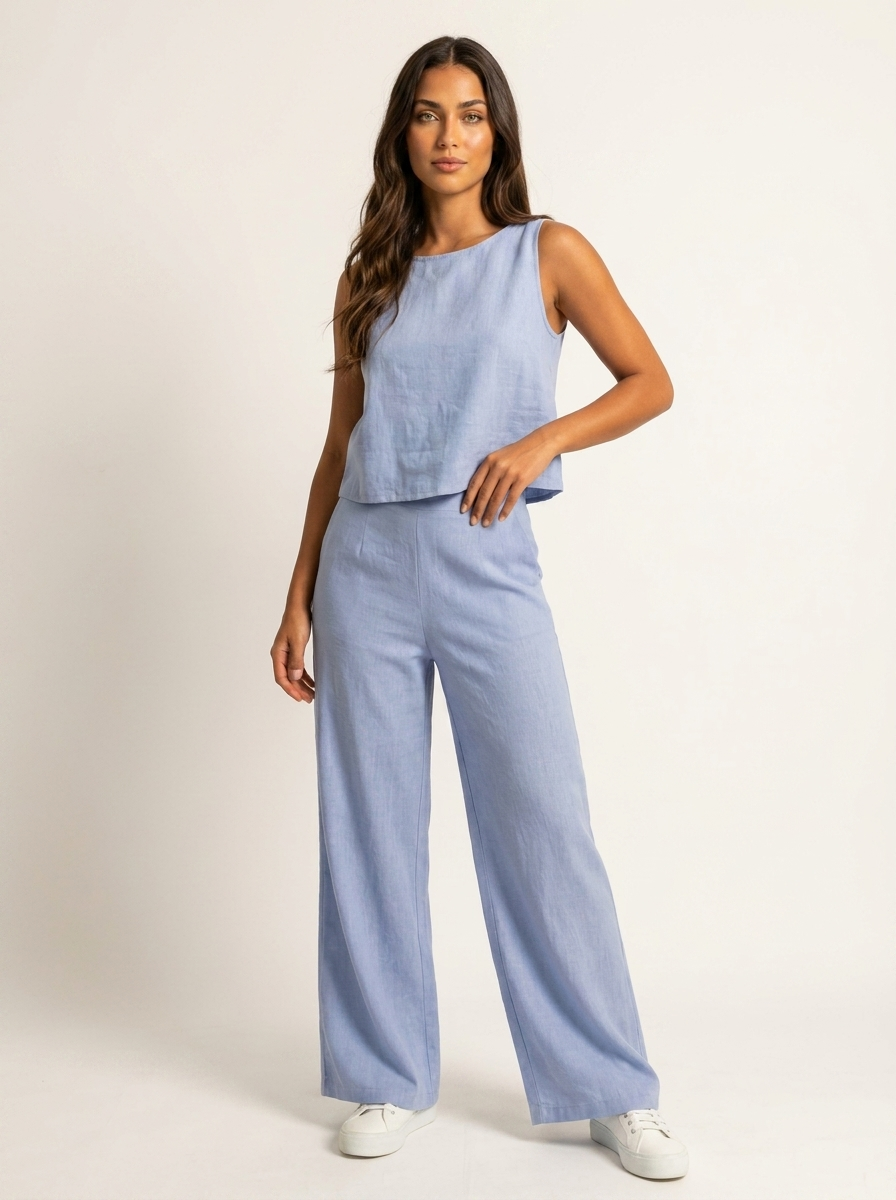 Conjunto de Dos Piezas con Pantalón Ancho | Transpirable, Elegante