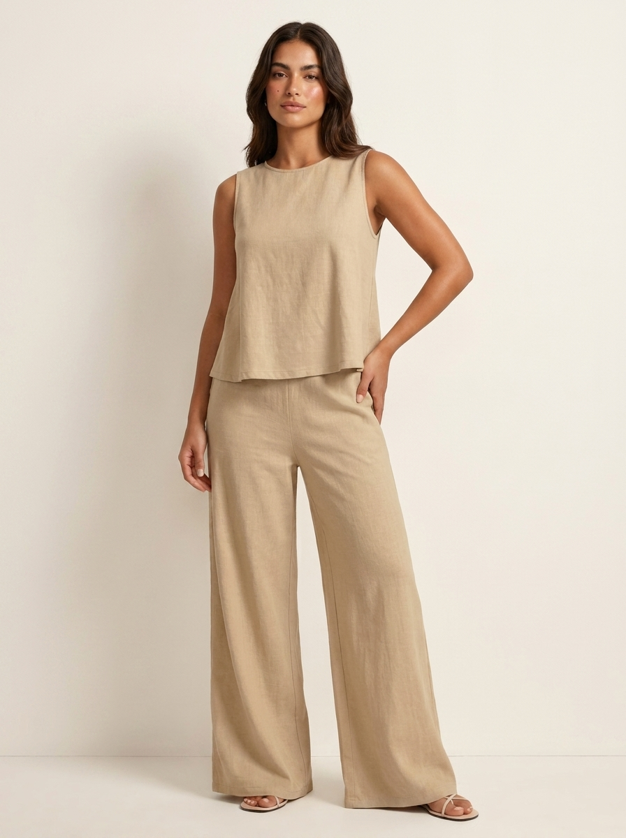 Conjunto de Dos Piezas con Pantalón Ancho | Transpirable, Elegante