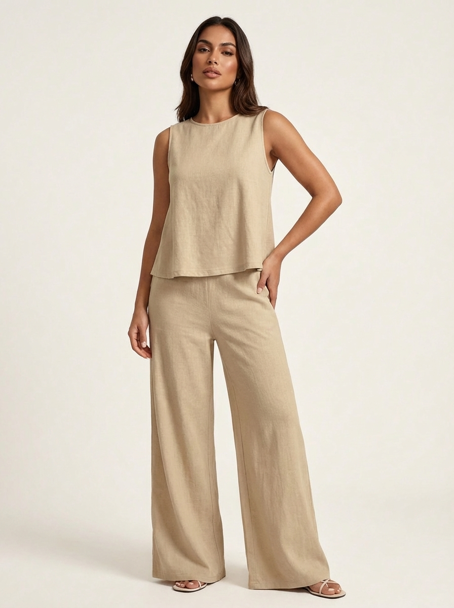 Conjunto de Dos Piezas con Pantalón Ancho | Transpirable, Elegante