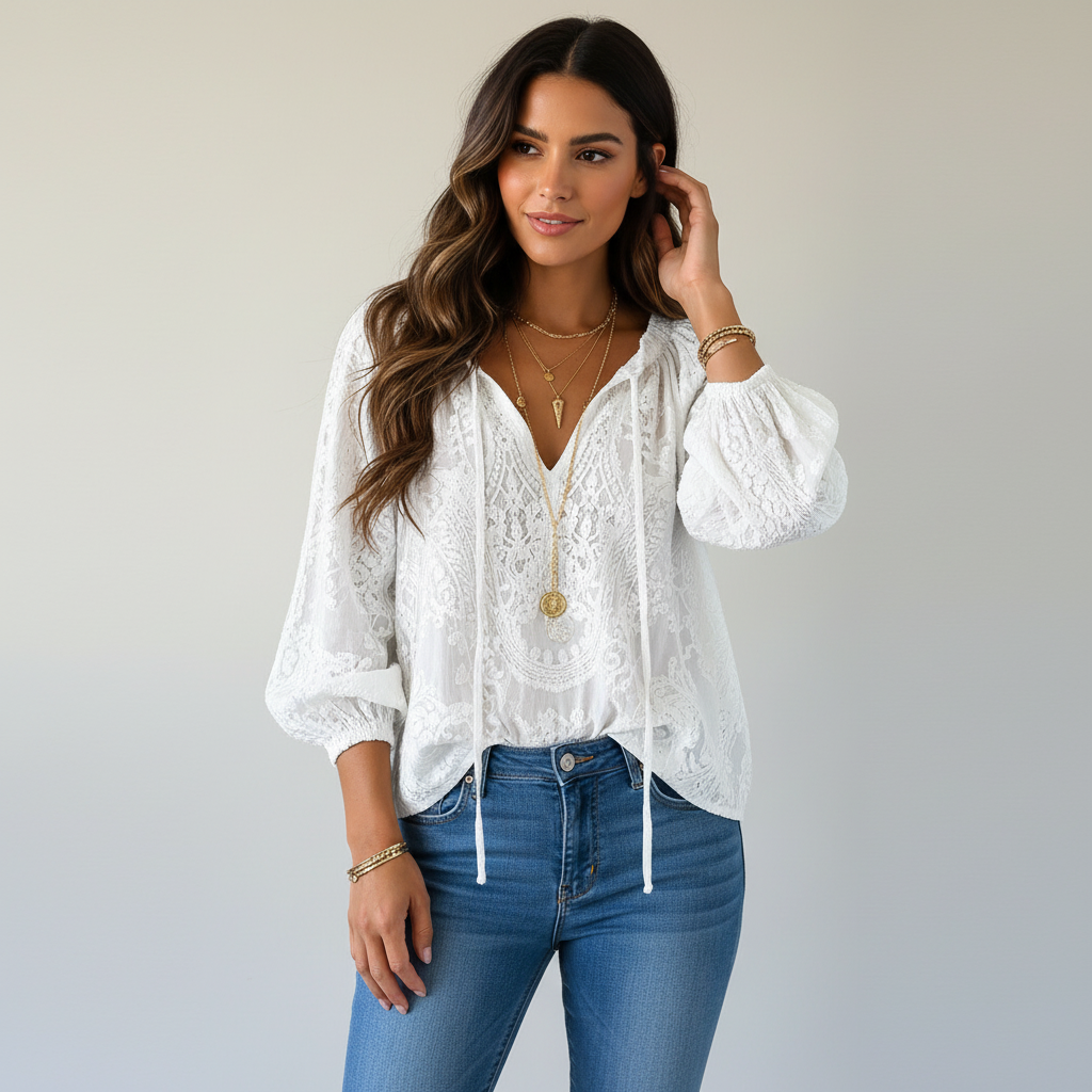 Blusa de Encaje | Bohemian, Romántica, Suelta