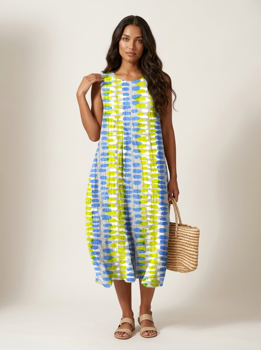 Vestido Midi para Mujer | Sin Tirantes, Estampado Verano