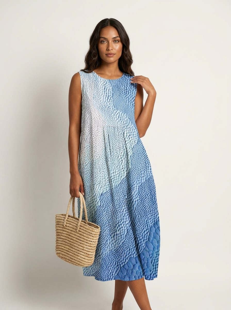Vestido Midi para Mujer | Sin Tirantes, Estampado Verano